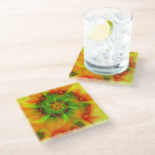 Psychedelische Farben Modernes Abstraktes Fraktal  Glasuntersetzer (Schrägansicht)