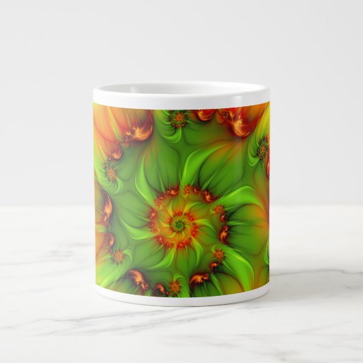 Psychedelische Farben Modernes Abstraktes Fraktal  Jumbo-Tasse (Vorderseite)