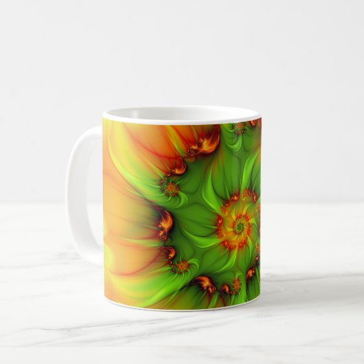 Psychedelische Farben Modernes Abstraktes Fraktal Kaffeetasse (Vorderseite Links)