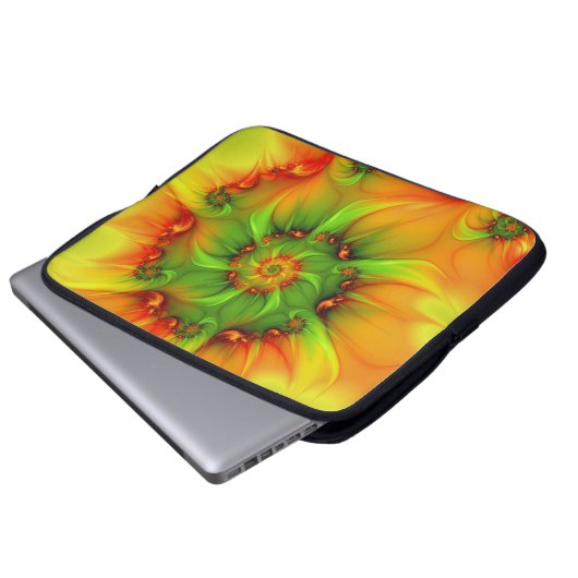 Psychedelische Farben Modernes Abstraktes Fraktal Laptopschutzhülle (Vorne Knopf)