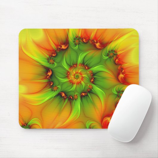 Psychedelische Farben Modernes Abstraktes Fraktal Mousepad (Mit Mouse)