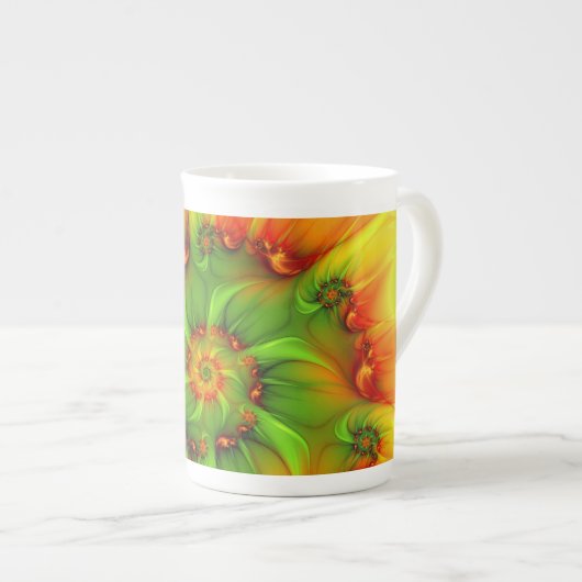 Psychedelische Farben Modernes Abstraktes Fraktal  Porzellantasse (Vorderseite Rechts)