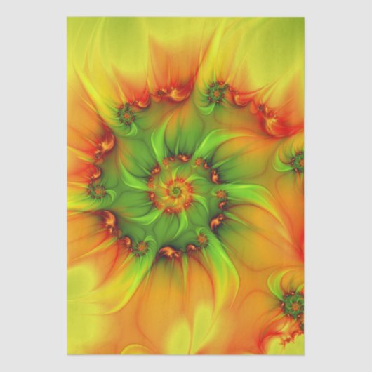 Psychedelische Farben Modernes Abstraktes Fraktal  Seidenpapier (Vorderseite)