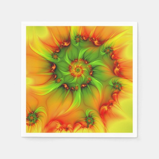 Psychedelische Farben Modernes Abstraktes Fraktal Serviette (Vorderseite)