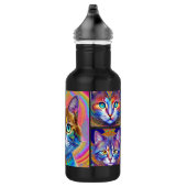 Psychedelische, farbenfrohe Königskatzen Edelstahlflasche (Rechts)