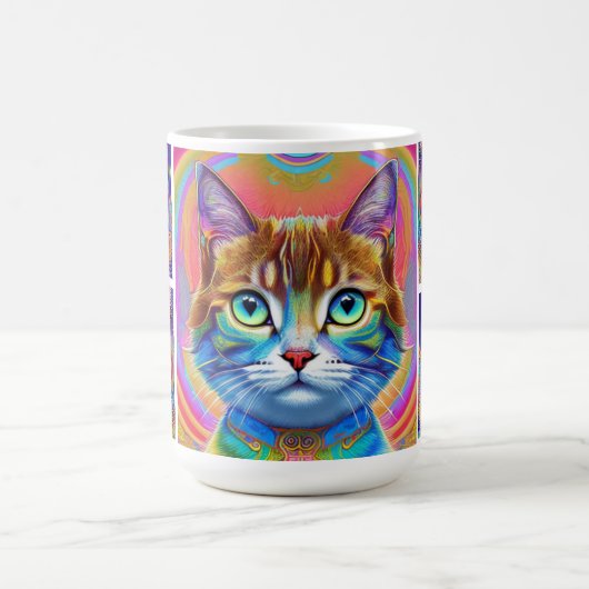 Psychedelische, farbenfrohe Königskatzen Kaffeetasse (Mittel)