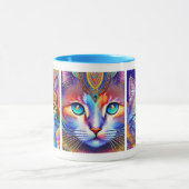 Psychedelische, farbenfrohe Königskatzen Tasse (Zentrum)