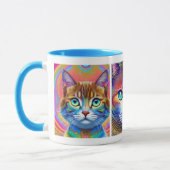 Psychedelische, farbenfrohe Königskatzen Tasse (Links)