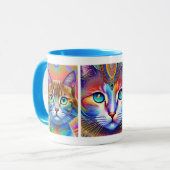 Psychedelische, farbenfrohe Königskatzen Tasse (Vorderseite Links)