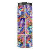 Psychedelische, farbenfrohe Königskatzen Thermosbecher (Rückseite)