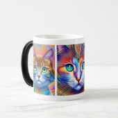 Psychedelische, farbenfrohe Königskatzen Verwandlungstasse (Vorderseite Links)