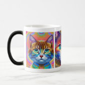 Psychedelische, farbenfrohe Königskatzen Verwandlungstasse (Links)