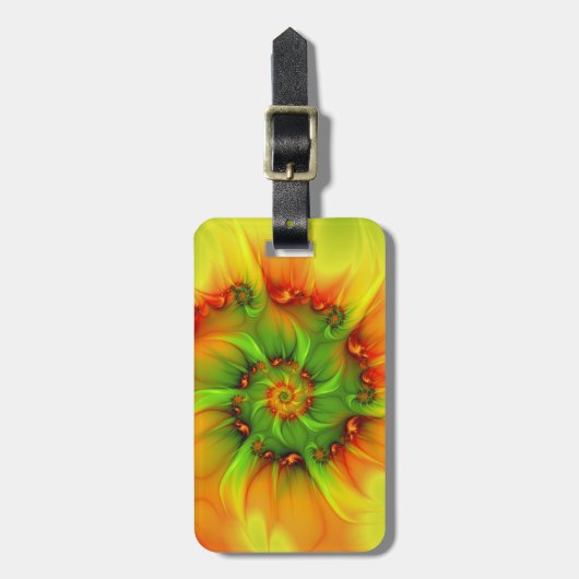 Psychedelische farbenfrohe moderne abstrakte Frakt Gepäckanhänger (Vorderseite vertikal)