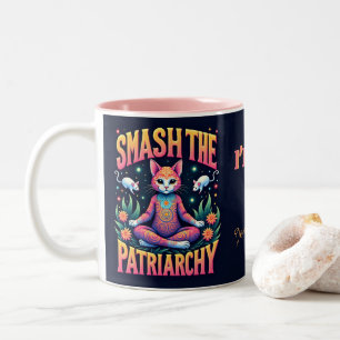 Psychedelische Feministische Kitty Personalisiert Zweifarbige Tasse