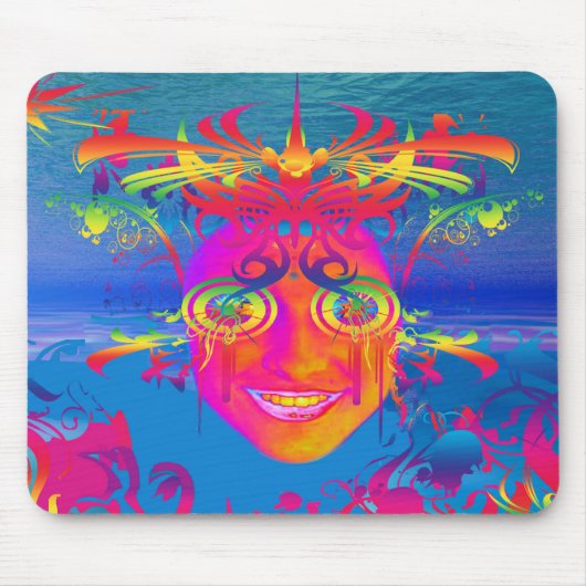 Psychedelische Fischmaus Mousepad (Vorne)