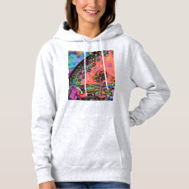 Psychedelische Flammarion-Radierung Trippy Regenbo Hoodie