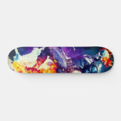 Psychedelische Flammenschädel Skateboard (Horizontal)