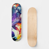 Psychedelische Flammenschädel Skateboard (Vorderseite)