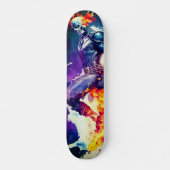 Psychedelische Flammenschädel Skateboard (Vorne)