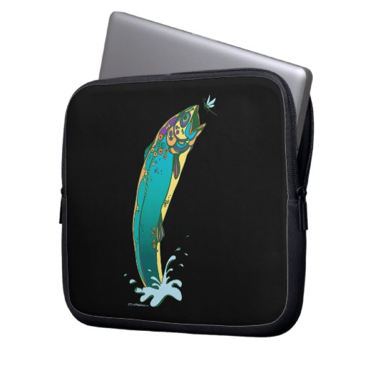 Psychedelische Forellenfischerei Laptopschutzhülle (Vorderseite Links)