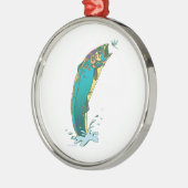 Psychedelische Forellenfischerei Ornament Aus Metall (Links)
