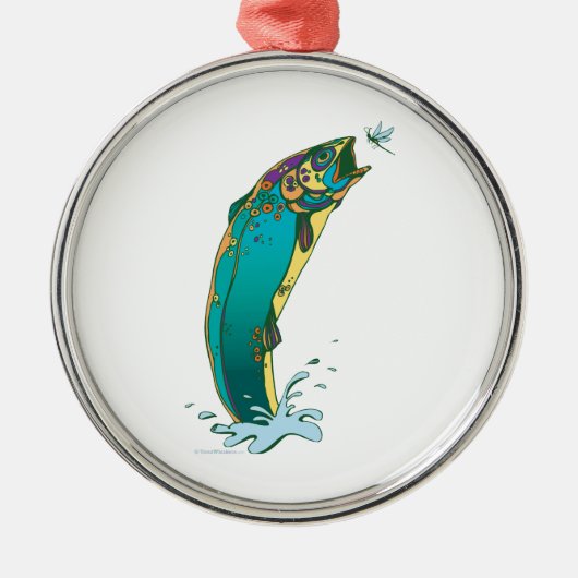 Psychedelische Forellenfischerei Ornament Aus Metall (Vorne)
