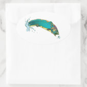 Psychedelische Forellenfischerei Ovaler Aufkleber (Tasche)