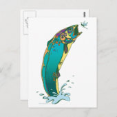 Psychedelische Forellenfischerei Postkarte (Vorne/Hinten)
