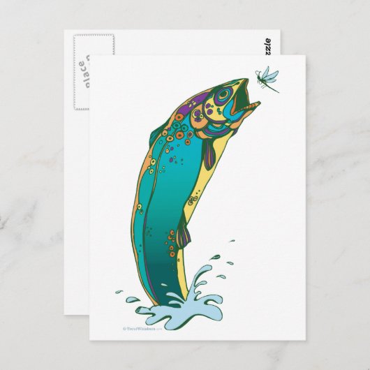 Psychedelische Forellenfischerei Postkarte (Vorne/Hinten)