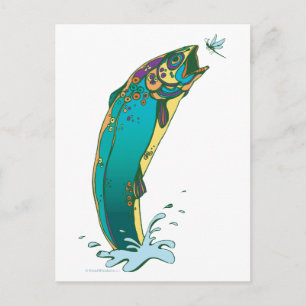 Psychedelische Forellenfischerei Postkarte
