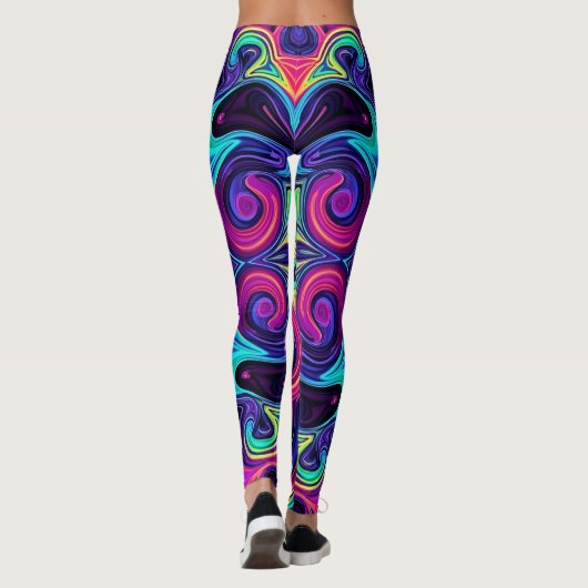 Psychedelische Fraktal Leggings mit Neon Mandala A (Rückseite)