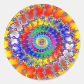 Psychedelische Fraktal Spirals Runder Aufkleber (Vorderseite)