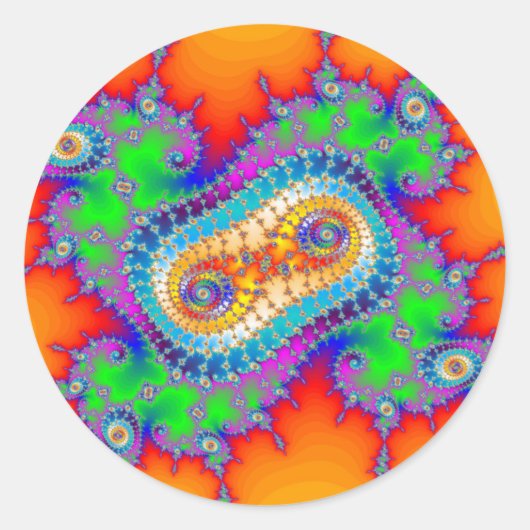 Psychedelische Fraktal Spirals Runder Aufkleber (Vorderseite)