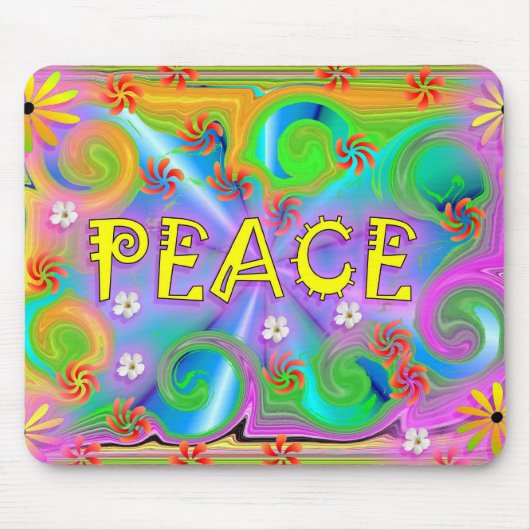 Psychedelische Friedensmausunterlage Mousepad (Vorne)
