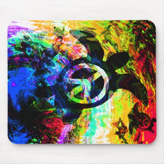 Psychedelische Friedensschildkröten Mousepad (Vorne)