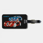 Psychedelische futuristische glühende gepäckanhänger (Rückseite horizontal)