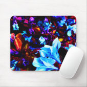 Psychedelische Garten-Blumen blaues lila Fuschia Mousepad (Mit Mouse)
