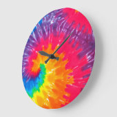 Psychedelische Gefärbte Krawatte Große Wanduhr (Winkel)