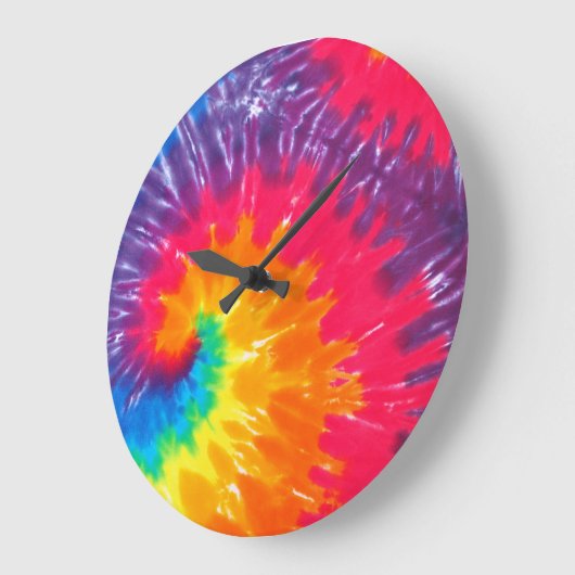 Psychedelische Gefärbte Krawatte Große Wanduhr (Winkel)
