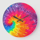 Psychedelische Gefärbte Krawatte Große Wanduhr (Vorderseite)