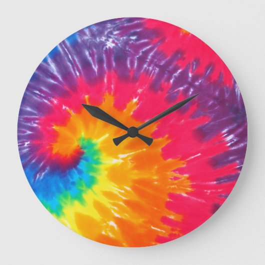 Psychedelische Gefärbte Krawatte Große Wanduhr (Vorderseite)