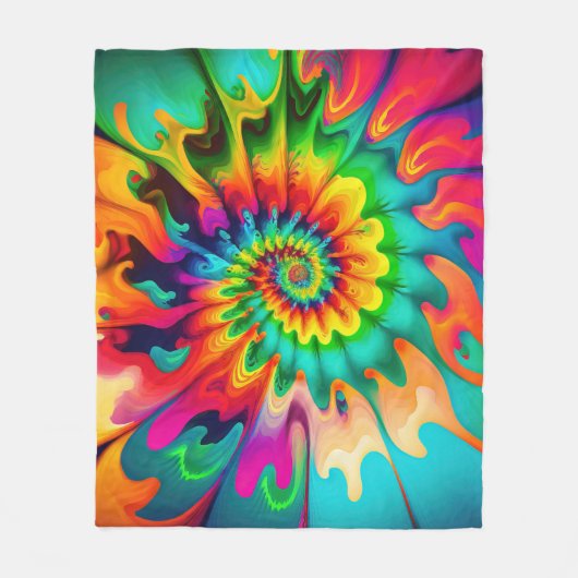 Psychedelische Gefärbte Krawatte Retro Surreal Fleecedecke (Vorderseite)