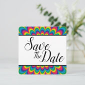 Psychedelische Gefärbte Krawatte Save the Date (Stehend Vorderseite)
