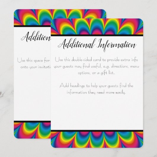 Psychedelische Gefärbte Krawatte Zusätzliche Infok Einladung (Vorne/Hinten)