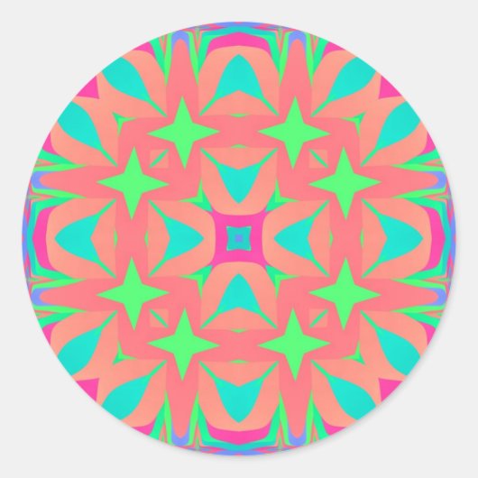 Psychedelische Geometrie Mandala Runder Aufkleber (Vorderseite)