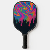 Psychedelische Glitterie Neon Tropfen Pickleball P Pickleball Schläger (Rückseite)