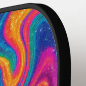 Psychedelische Glitterie Neon Tropfen Pickleball P Schläger (Linke Seite)