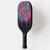 Psychedelische Glitterie Neon Tropfen Pickleball P Schläger (Links)