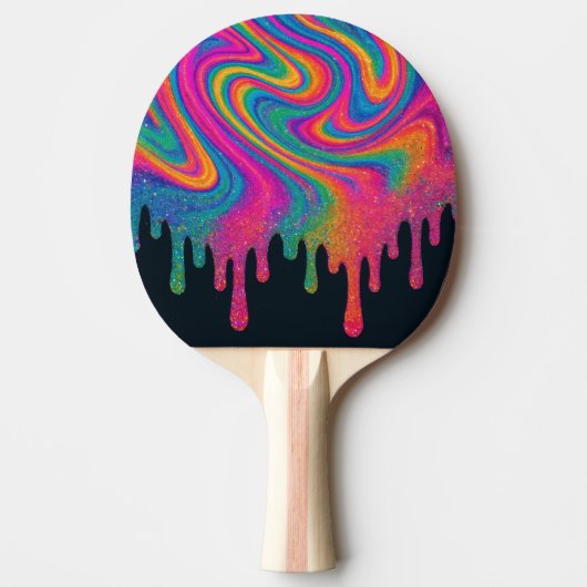 Psychedelische Glitterie Neon Tropfen Ping Pong Pa Tischtennis Schläger (Vorderseite)