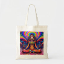 Psychedelische Goddess Rainbow Meditation Art